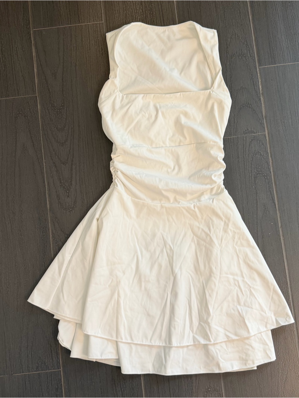 White Ruched Maxi Dress - Elegant Solid White